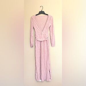 Mauve Deep V Long Sleeve Maxi Dress